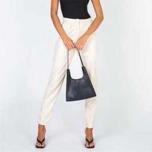 Princess Polly Cream Faux Leather Straight Leg Trousers